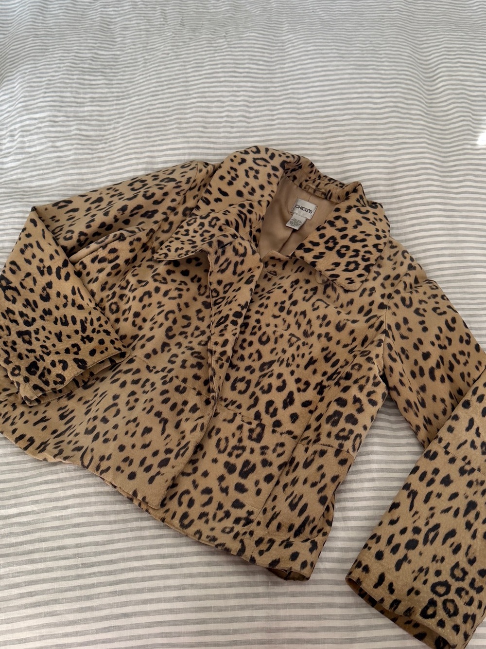 Chico's Genuine Leather Leopard Jacket